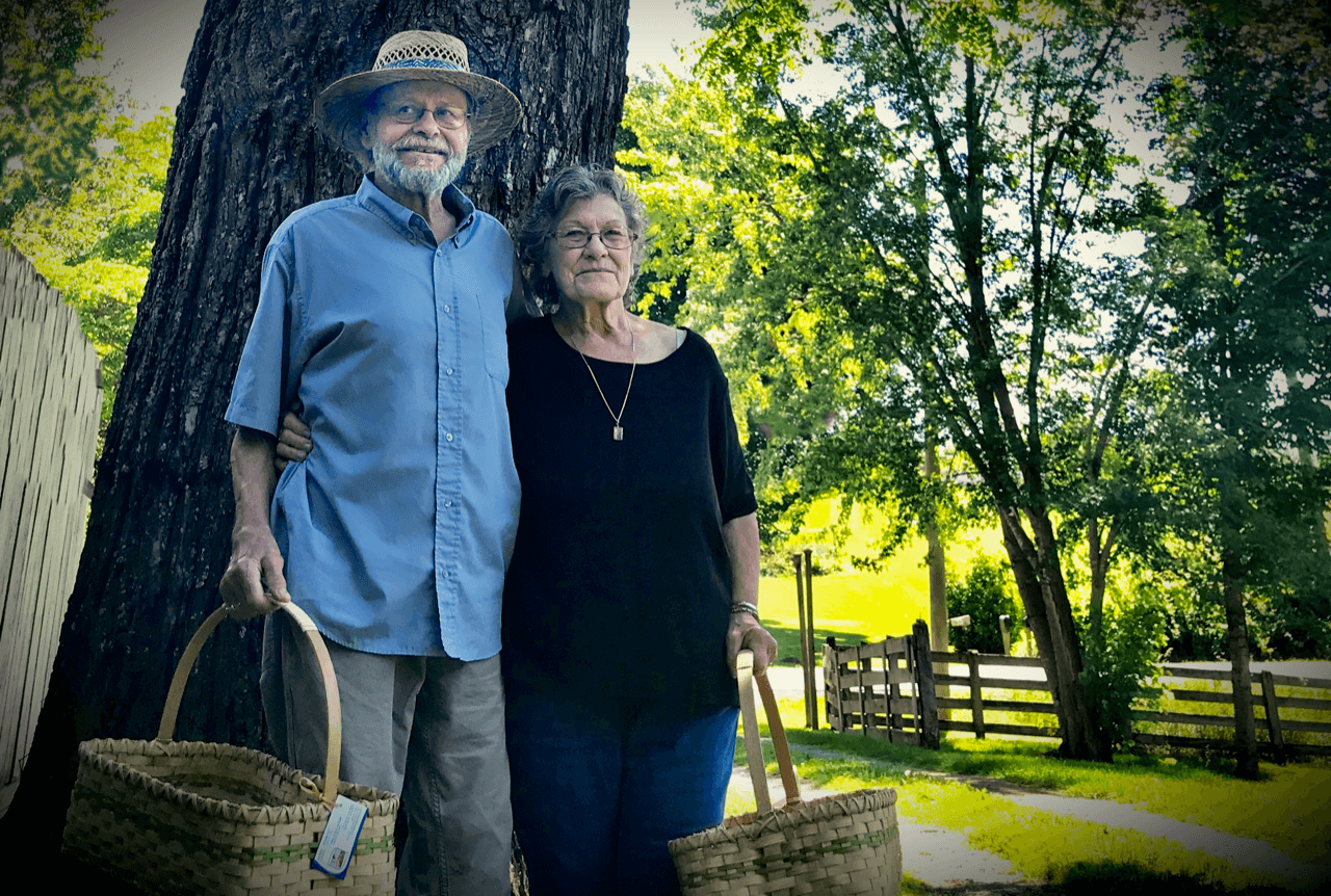 Judy and Mike McDade of Jamit Baskets under their Black Walnut Tree.