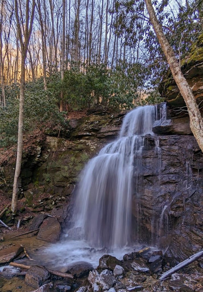Kate's Falls, which is off the Glade Creek Trail, at full stream due to spring rain. 